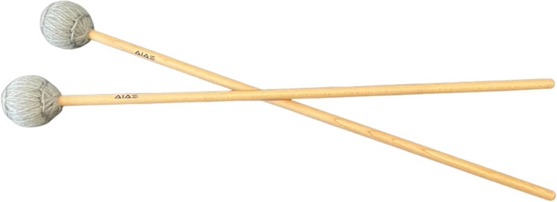 AIAS Vibraphone Mallets Grey Wrapped Heads with Maple Shafts Clear Articulation 16 Inch Pair - Image 1